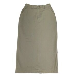 Vintage Ralph Lauren Country Khaki Cotton Midi Skirt Size 8 Tan‎ Long Pencil